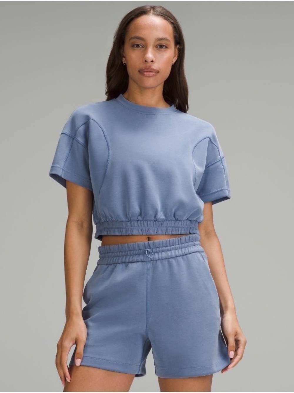Softstreme  Blue Cropped Short Sleeve Top and matching shorts